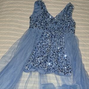 Sparkling Blue High Low Kids Dress